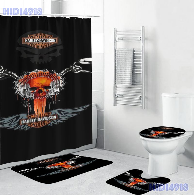 Harley Davidson Motorcycle Bathroom Decor Set NABB36 IboneClothing