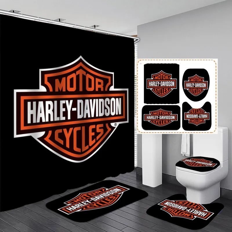 Harley Davidson Motorcycle Bathroom Decor Set NABC170 IboneClothing Print On Demand Store