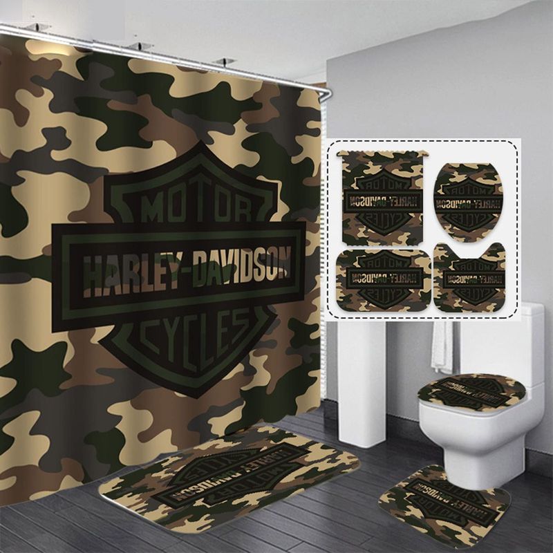 Harley Davidson Motorcycle Bathroom Decor Set NABH172 IboneClothing
