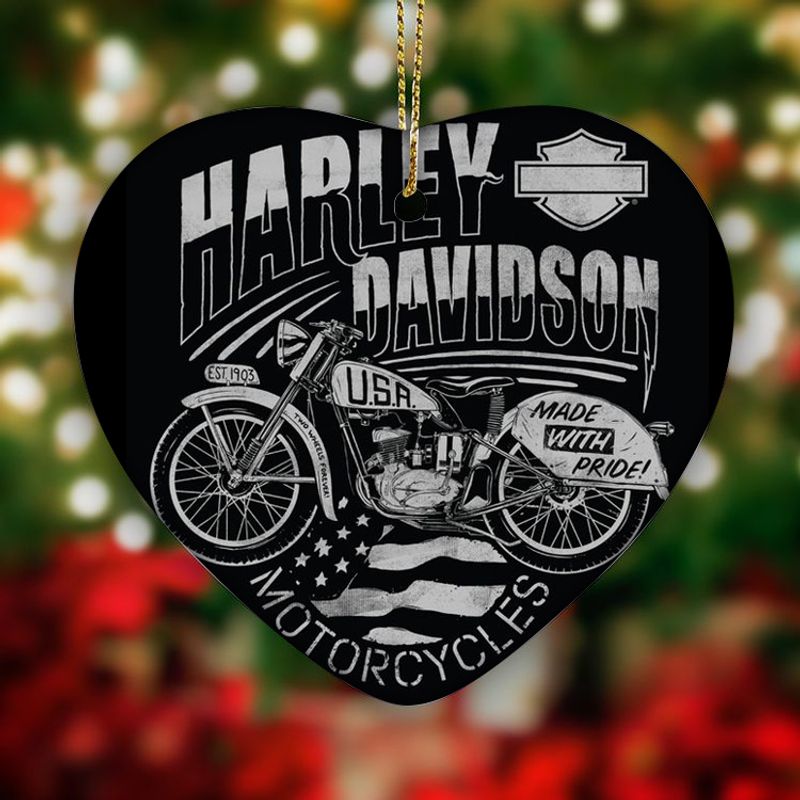 Harley Davidson Motorcycle Ceramic Heart Ornament NABE357