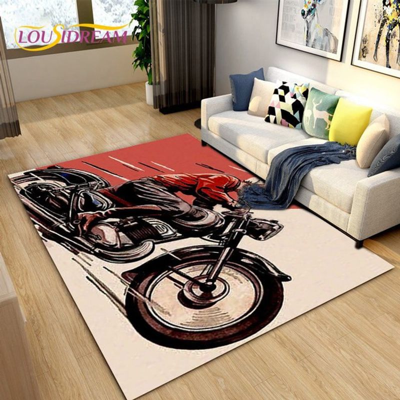 Motorcycle Riding Vintage  Rug Home Floor Decor NALA158