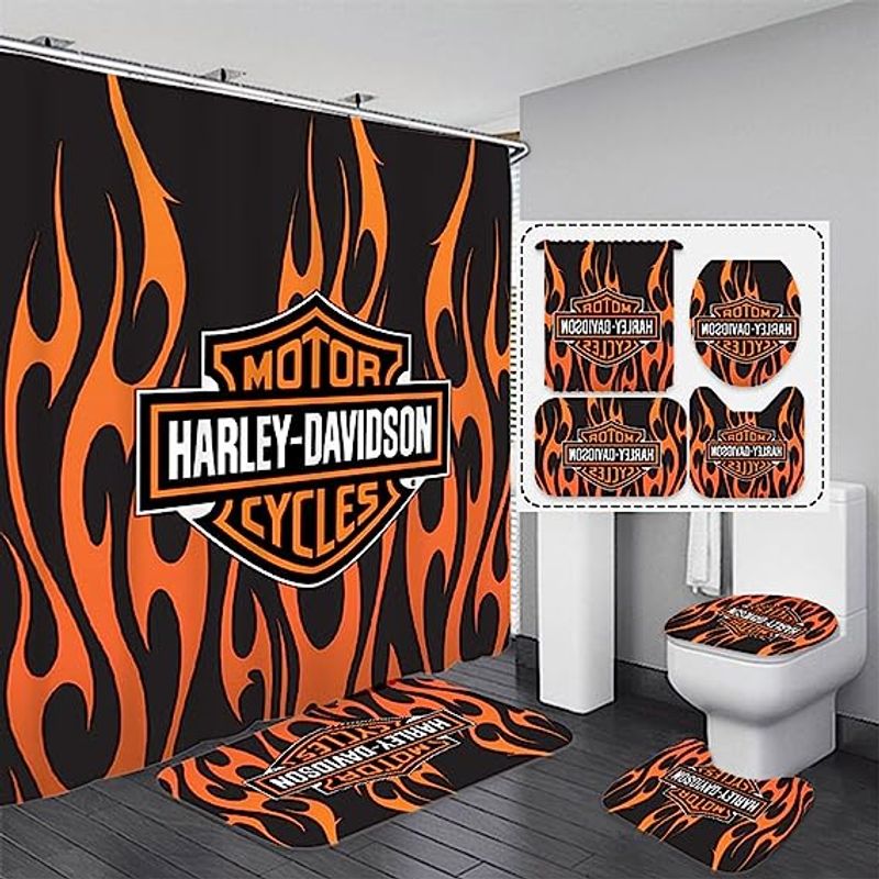 Harley Davidson Motorcycle Bathroom Decor Set NAIA432 Print On Demand Store