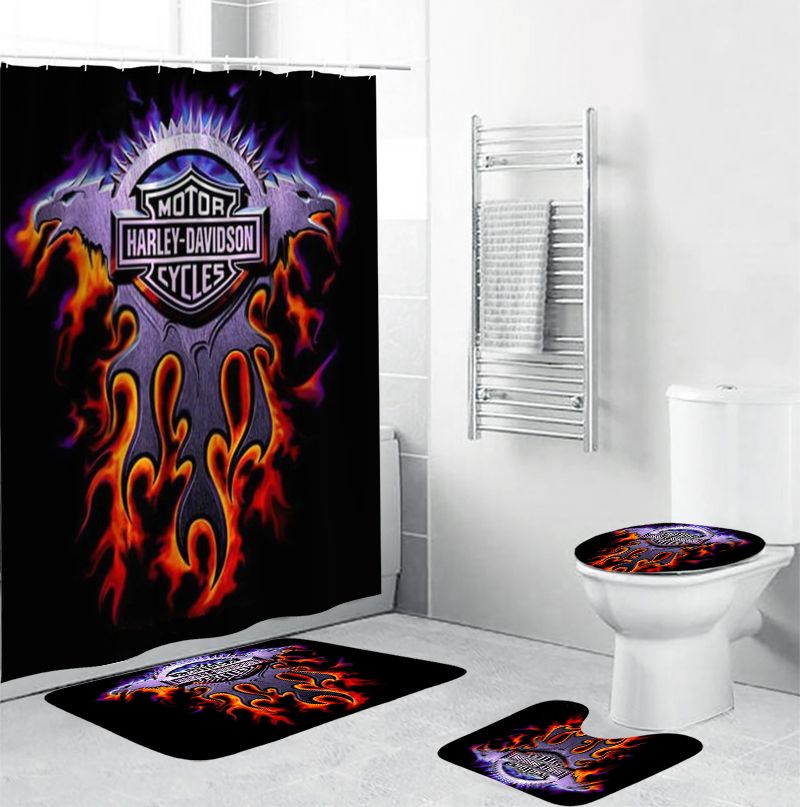 Harley Davidson Motorcycle Bathroom Decor Set NAIA490